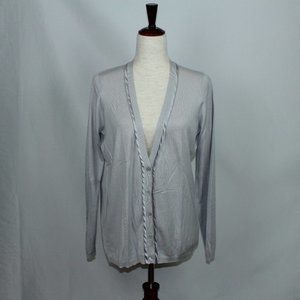 NWOT Ann Taylor Light Gray Cardigan Sweater w/Satin